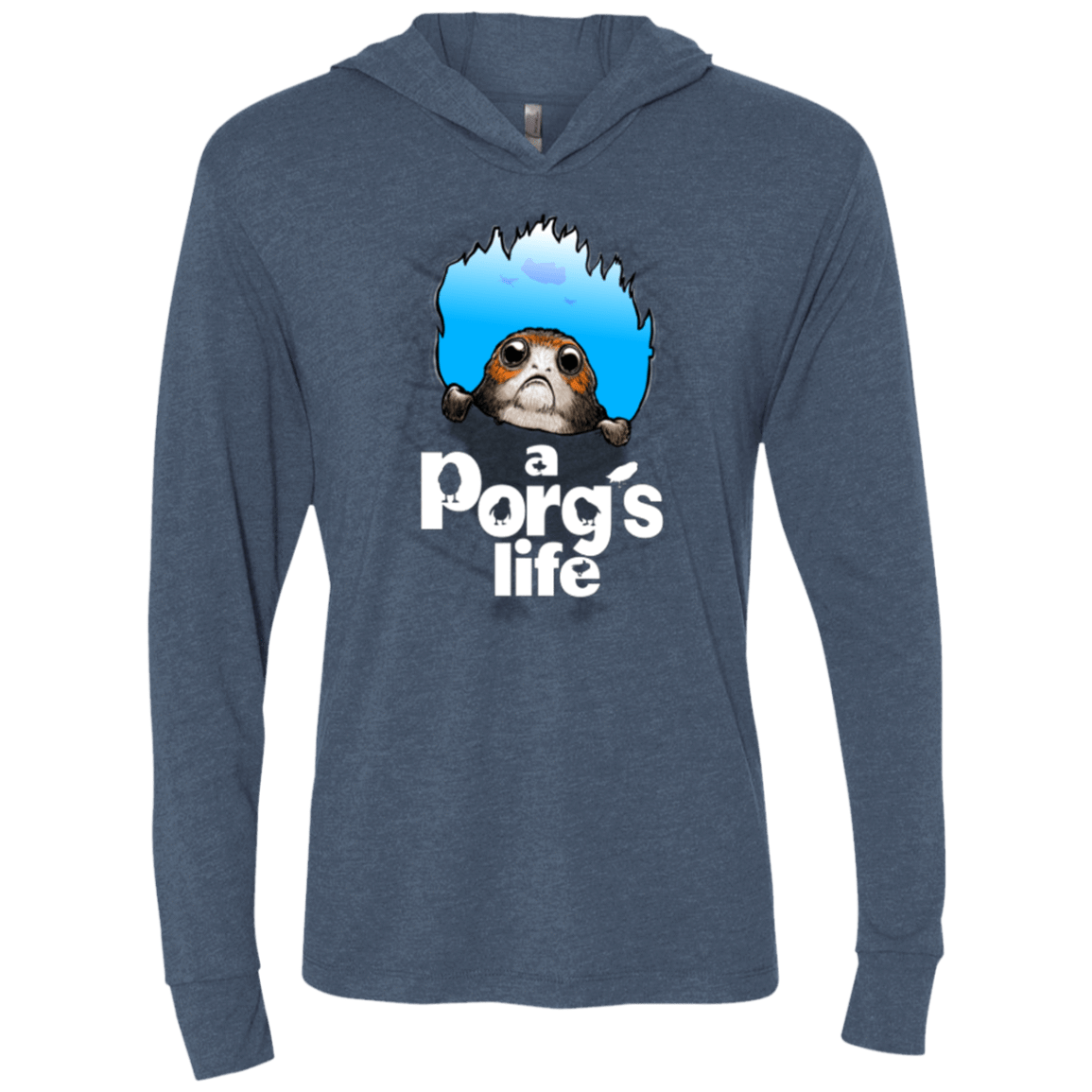 T-Shirts Indigo / X-Small A Porgs Life Triblend Long Sleeve Hoodie Tee