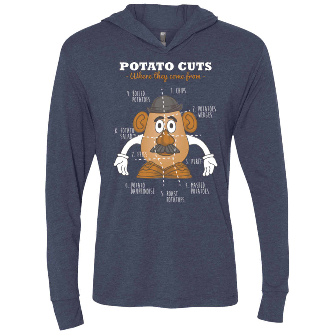 T-Shirts Vintage Navy / X-Small A Potato Anatomy Triblend Long Sleeve Hoodie Tee