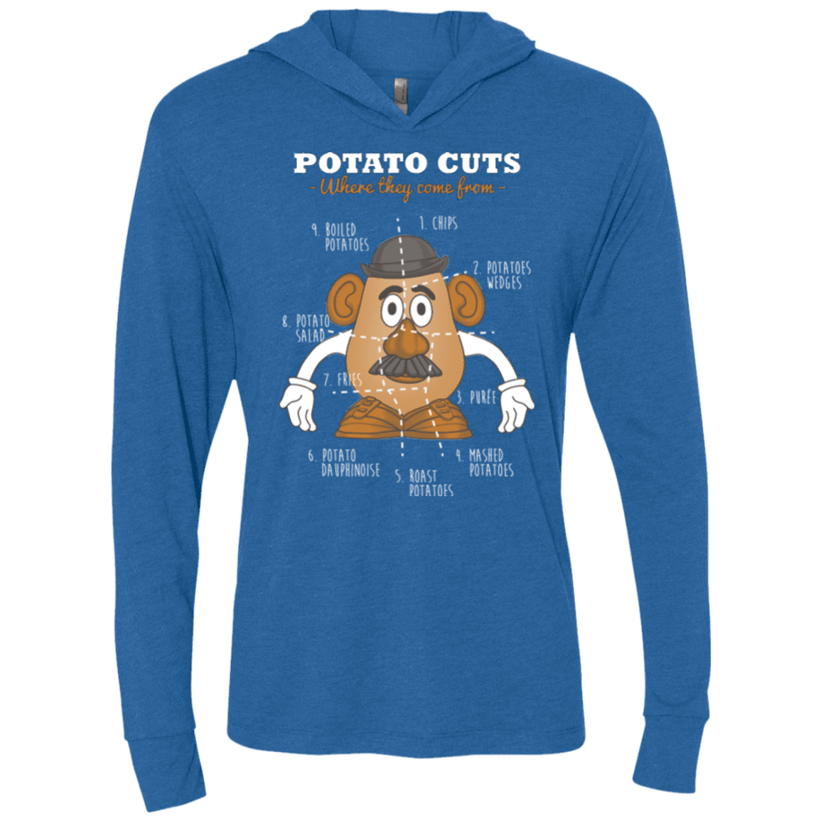 T-Shirts Vintage Royal / X-Small A Potato Anatomy Triblend Long Sleeve Hoodie Tee