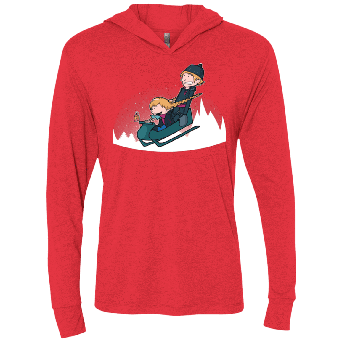 T-Shirts Vintage Red / X-Small A Snowy Ride Triblend Long Sleeve Hoodie Tee