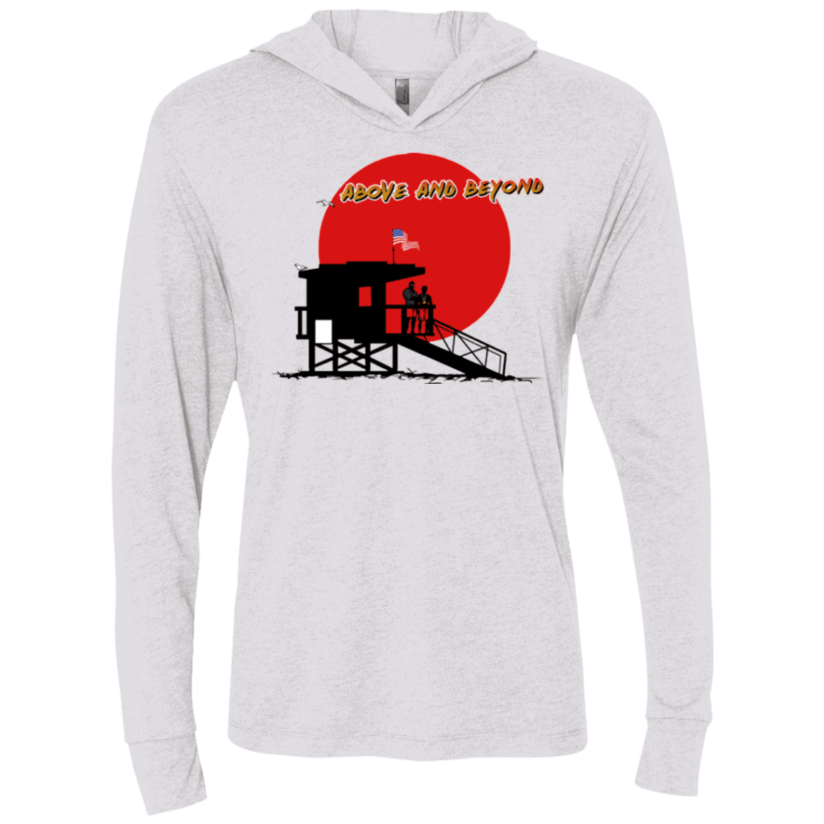 T-Shirts Heather White / X-Small Above And Beyond Triblend Long Sleeve Hoodie Tee