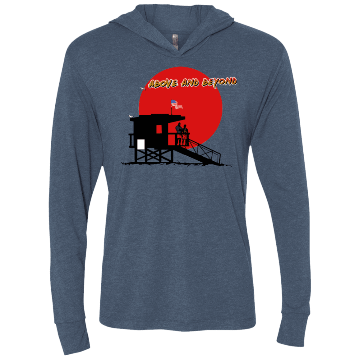 T-Shirts Indigo / X-Small Above And Beyond Triblend Long Sleeve Hoodie Tee