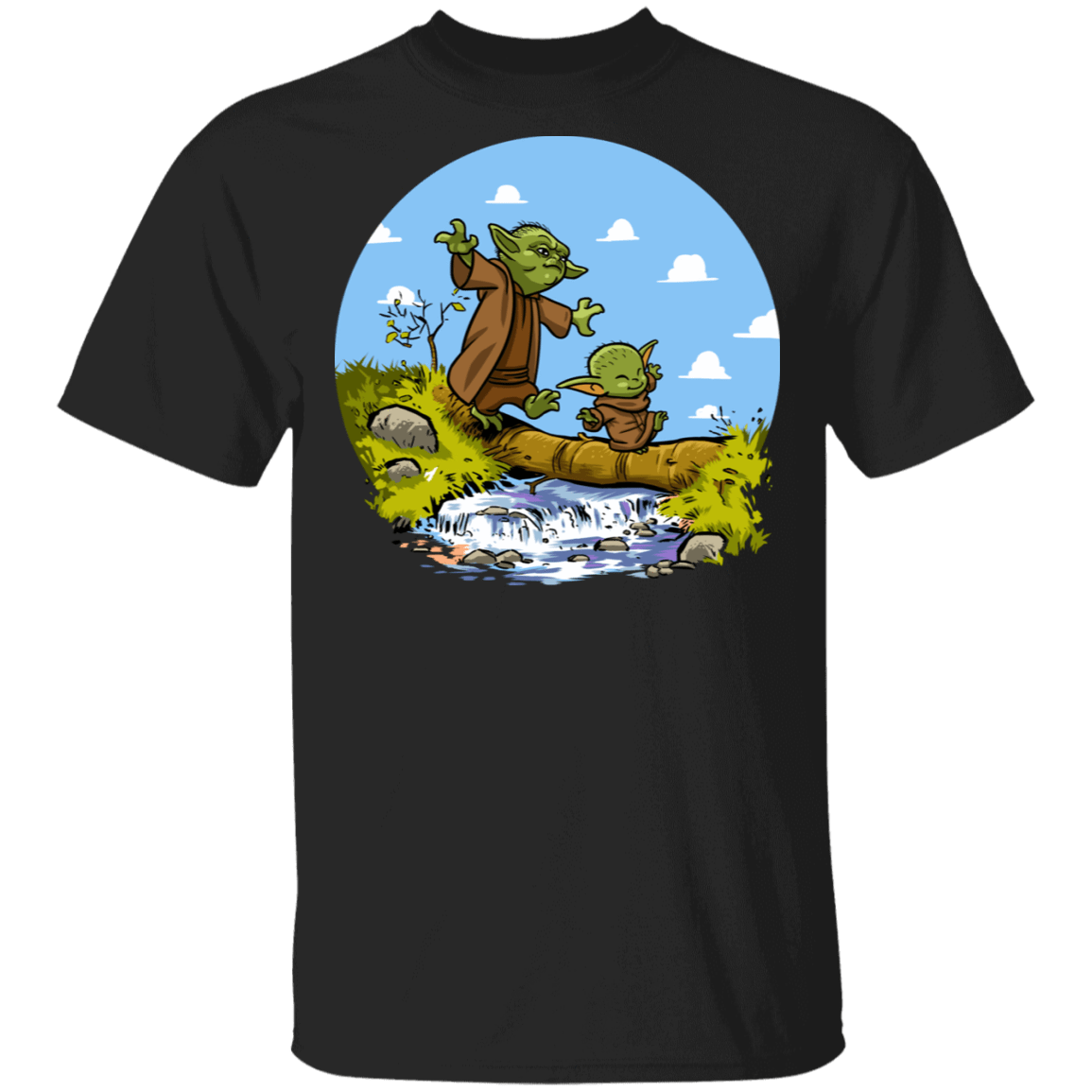 T-Shirts Black / S Adult Yoda Calvin Circle T-Shirt