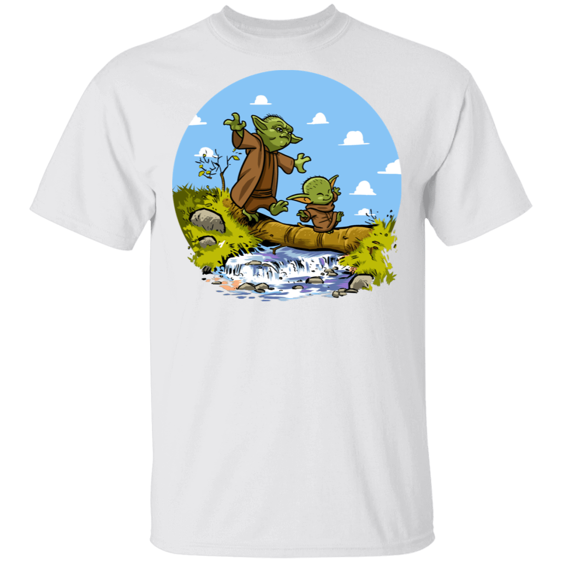 T-Shirts White / S Adult Yoda Calvin Circle T-Shirt