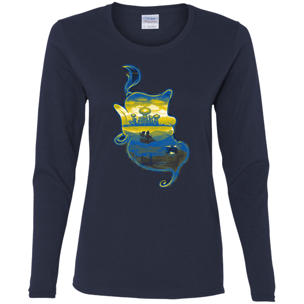 T-Shirts Navy / S Aladdin Silhouette Women's Long Sleeve T-Shirt