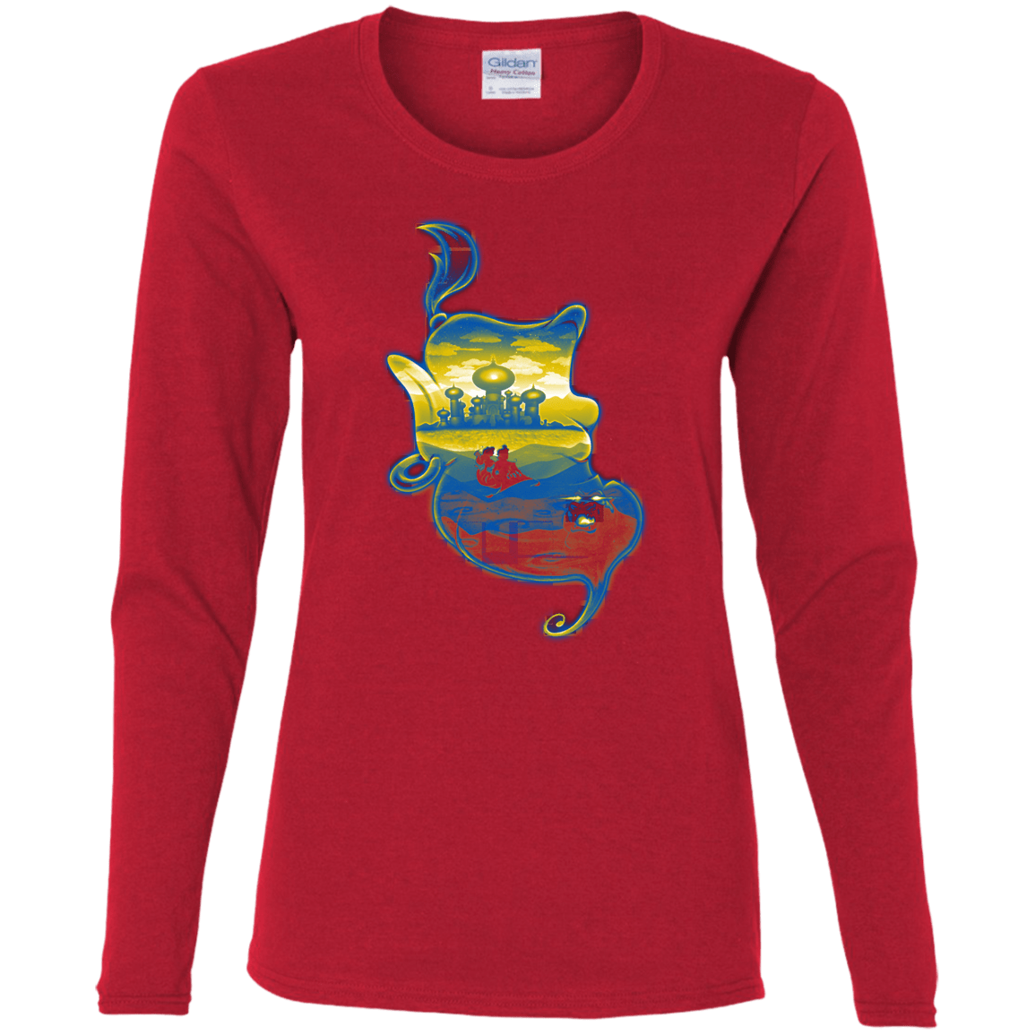 T-Shirts Red / S Aladdin Silhouette Women's Long Sleeve T-Shirt