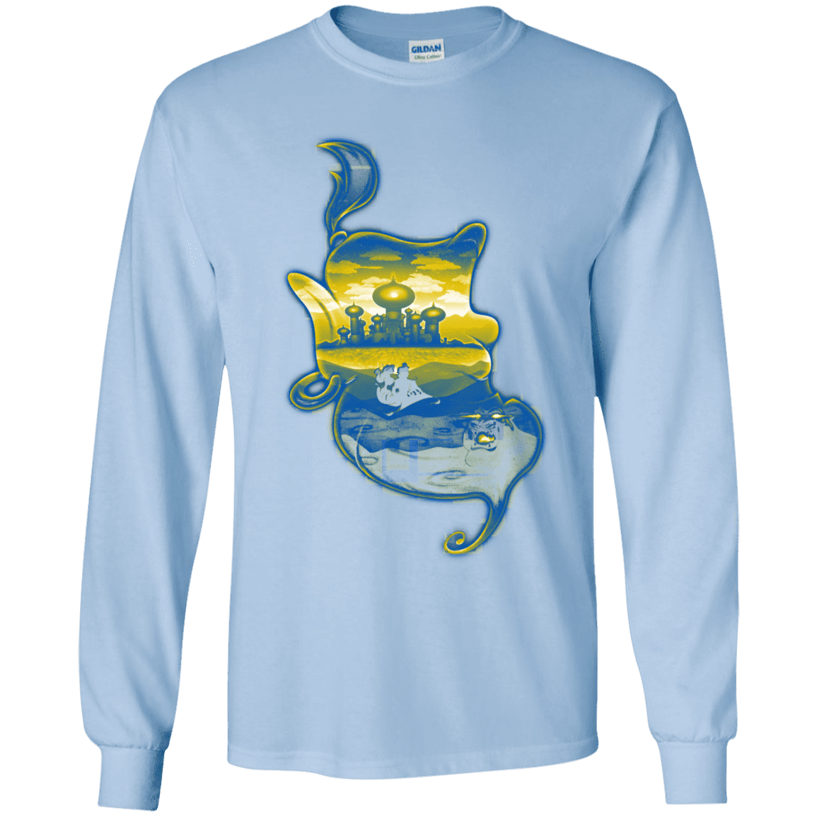T-Shirts Light Blue / YS Aladdin Silhouette Youth Long Sleeve T-Shirt