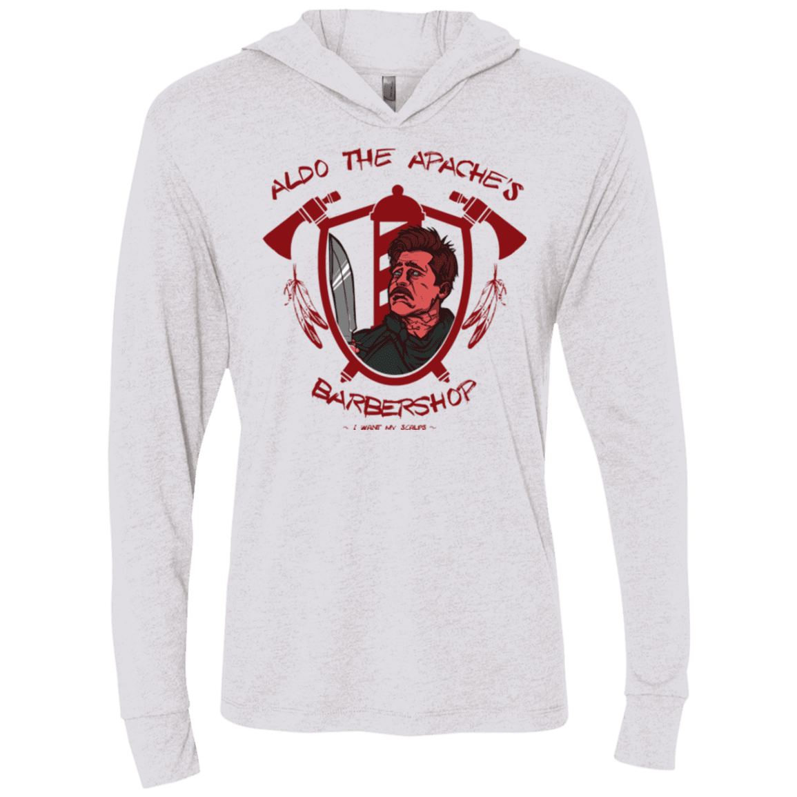 T-Shirts Heather White / X-Small Aldos Barber Shop Triblend Long Sleeve Hoodie Tee