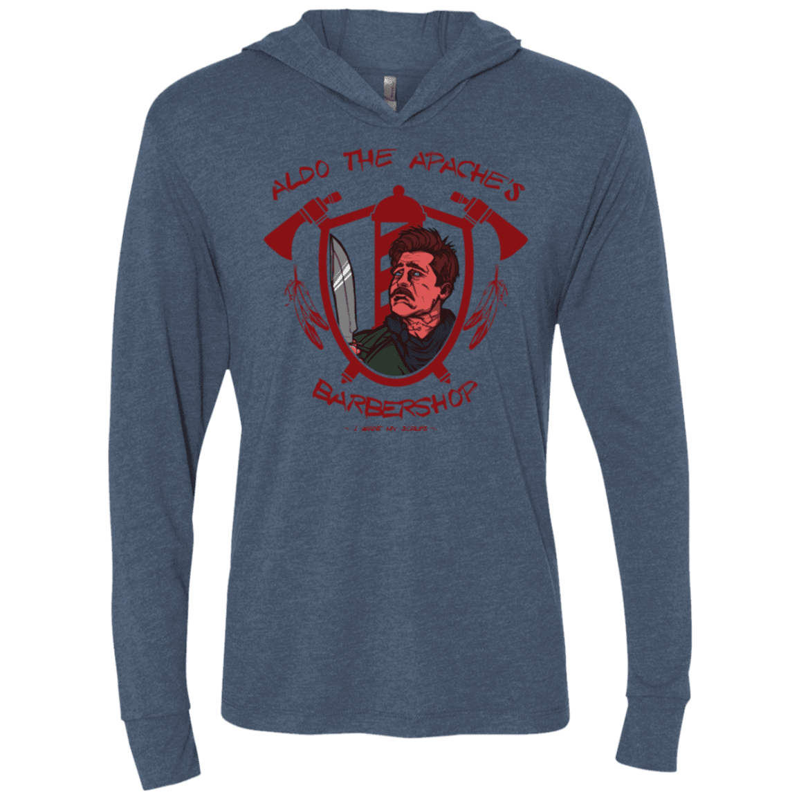 T-Shirts Indigo / X-Small Aldos Barber Shop Triblend Long Sleeve Hoodie Tee