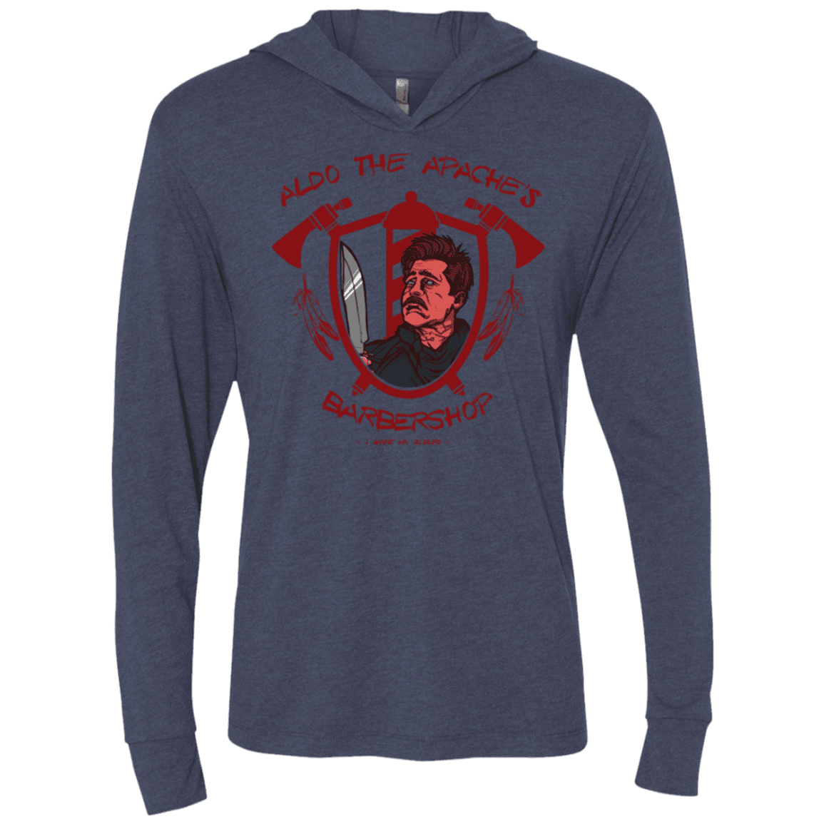 T-Shirts Vintage Navy / X-Small Aldos Barber Shop Triblend Long Sleeve Hoodie Tee