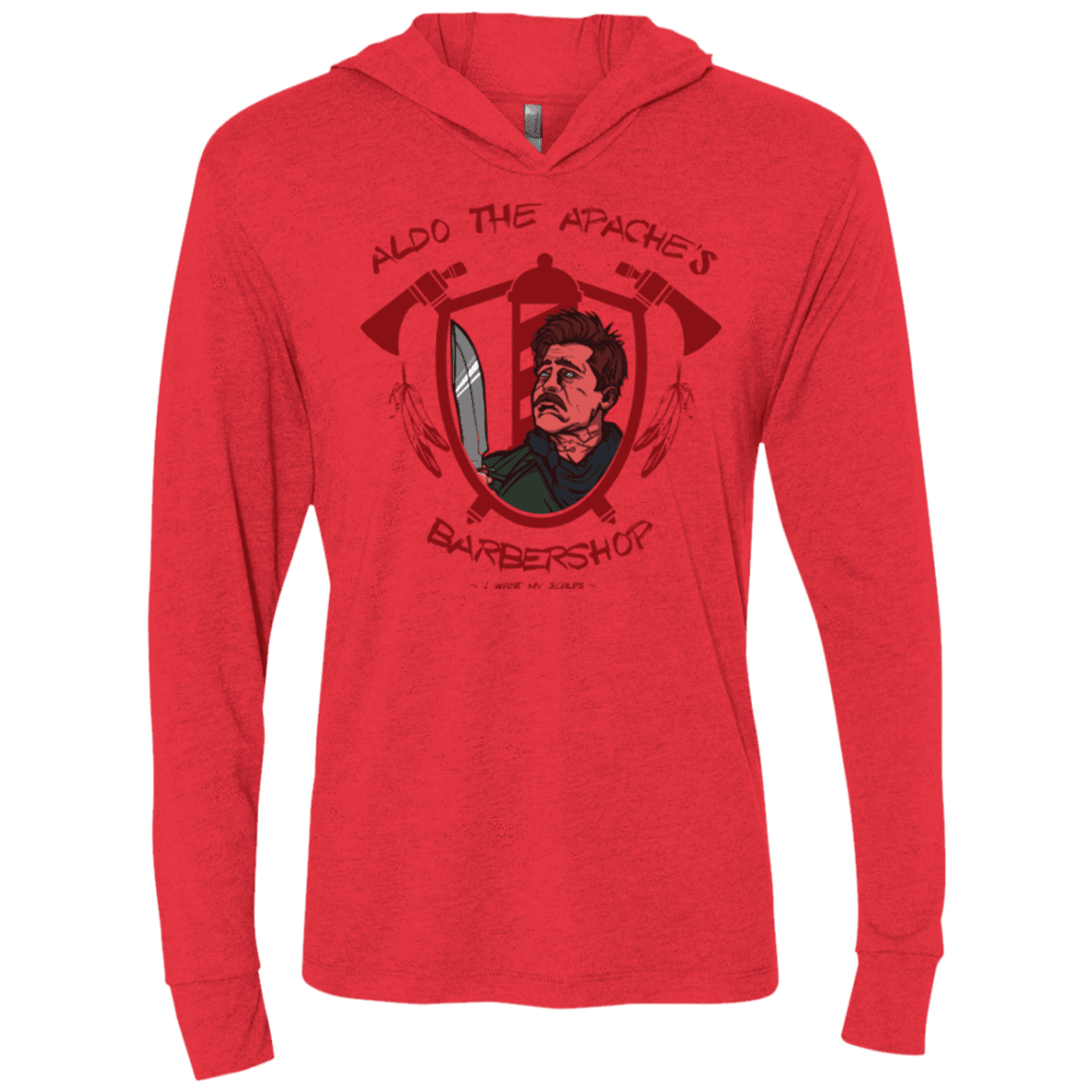 T-Shirts Vintage Red / X-Small Aldos Barber Shop Triblend Long Sleeve Hoodie Tee