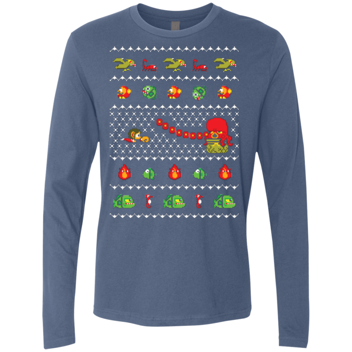 T-Shirts Indigo / Small Alex Kidd In Christmas World Men's Premium Long Sleeve