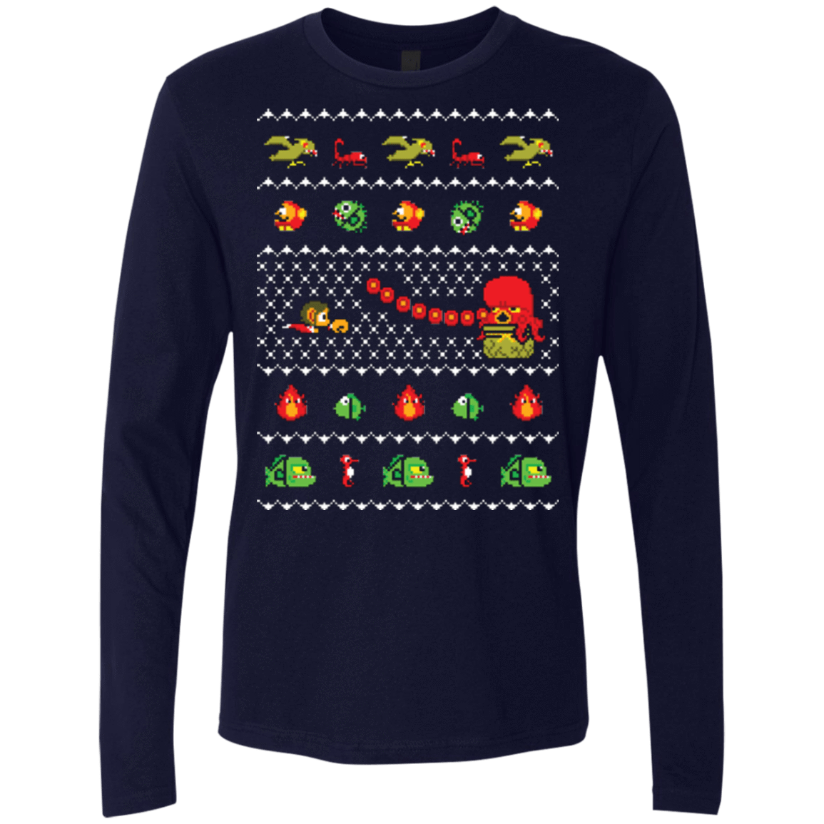 T-Shirts Midnight Navy / Small Alex Kidd In Christmas World Men's Premium Long Sleeve