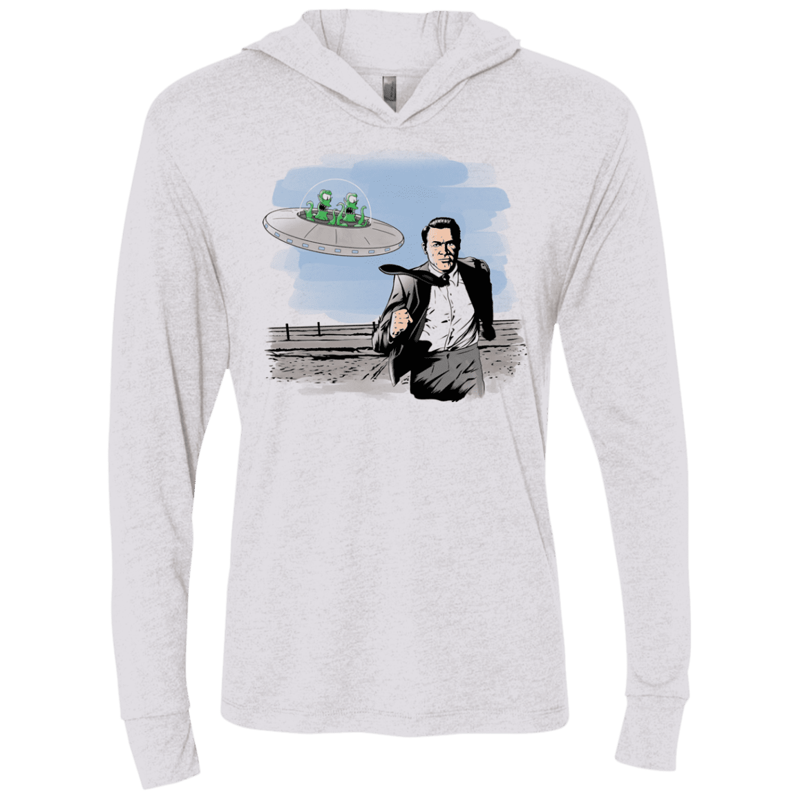 Alien Attack Triblend Long Sleeve Hoodie Tee