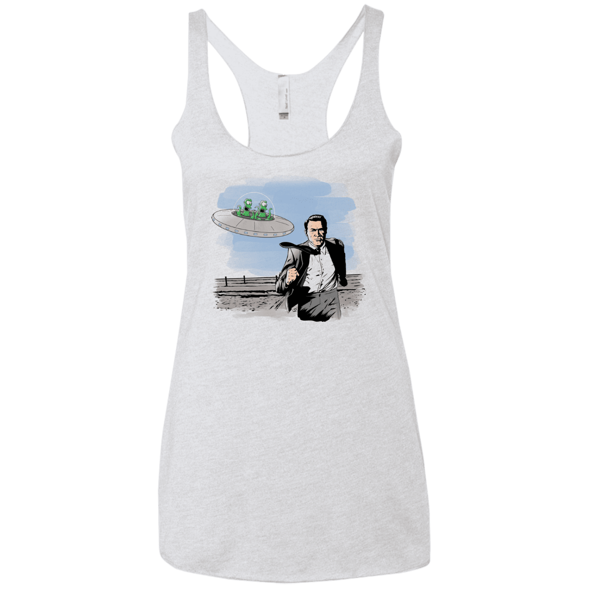 T-Shirts Heather White / X-Small Alien Attack Women's Triblend Racerback Tank