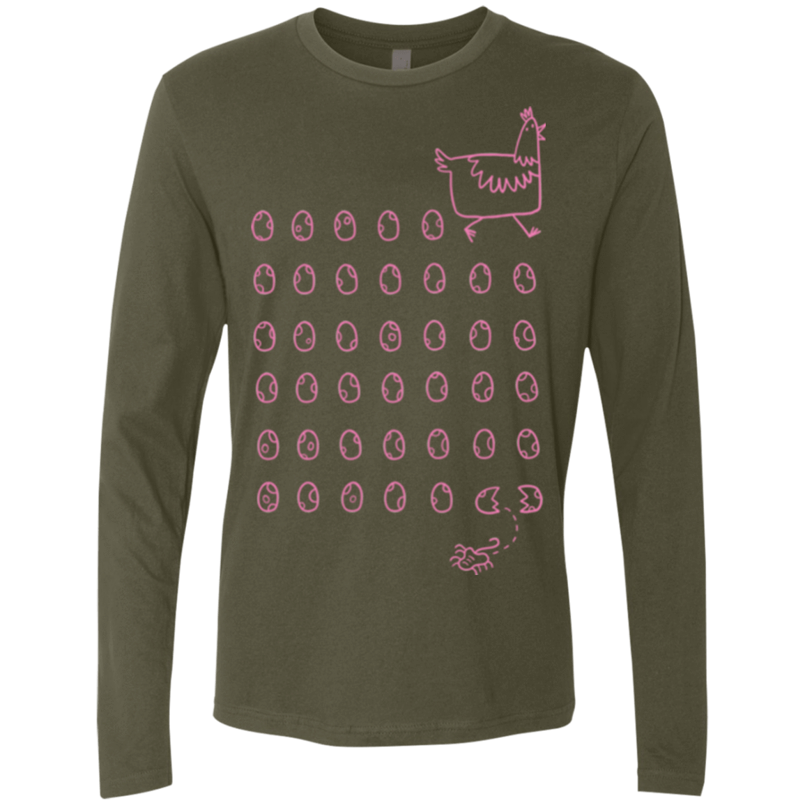 T-Shirts Military Green / Small Alien Chicken Men's Premium Long Sleeve