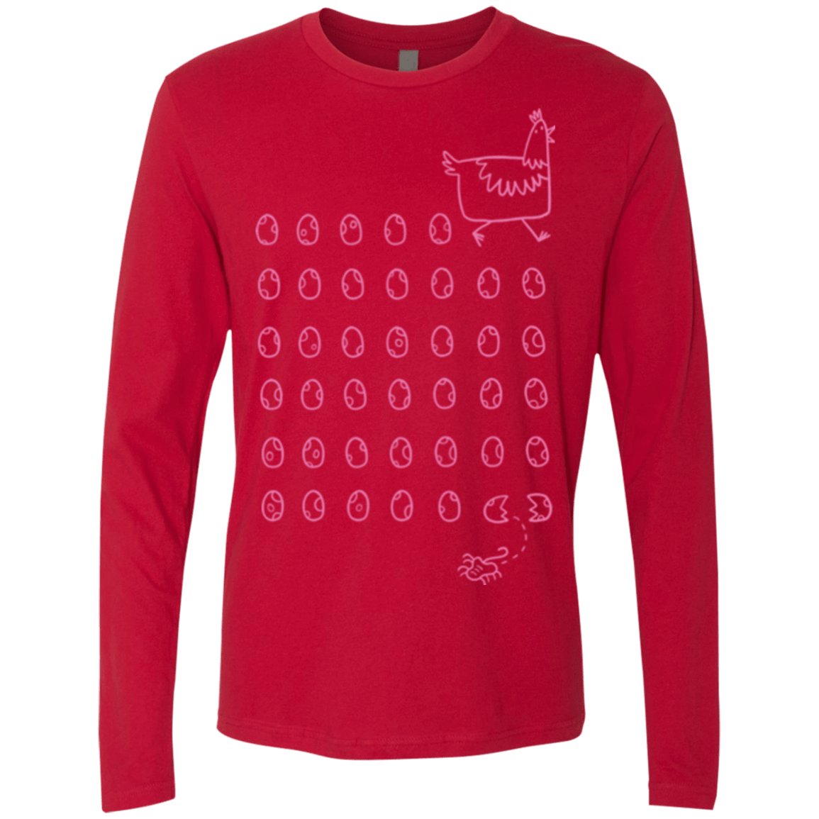 T-Shirts Red / Small Alien Chicken Men's Premium Long Sleeve