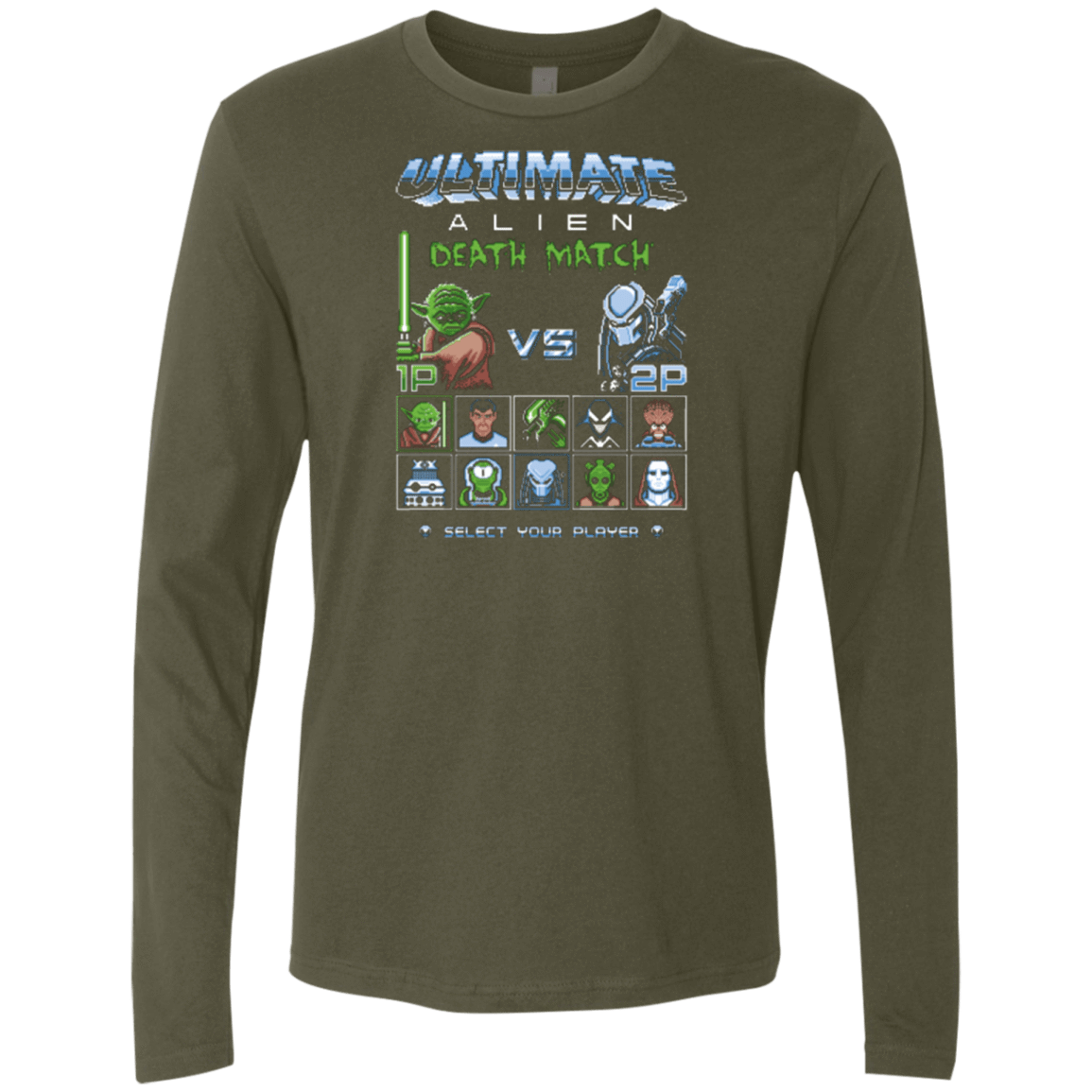 T-Shirts Military Green / Small Alien Death Match Men's Premium Long Sleeve