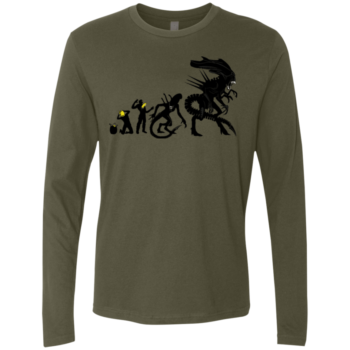 T-Shirts Military Green / Small Alien Evolution Men's Premium Long Sleeve