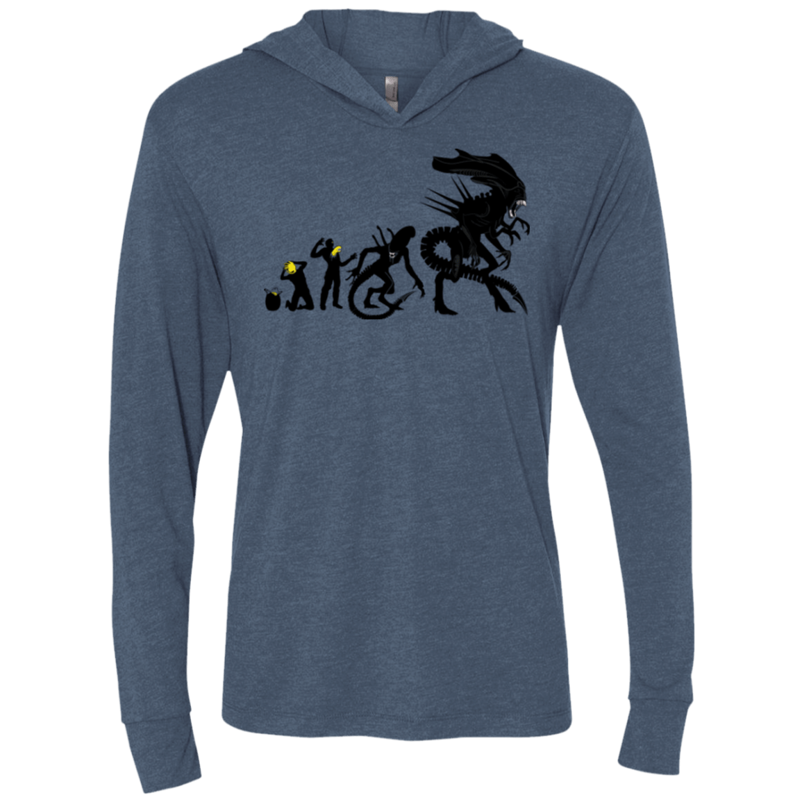 T-Shirts Indigo / X-Small Alien Evolution Triblend Long Sleeve Hoodie Tee