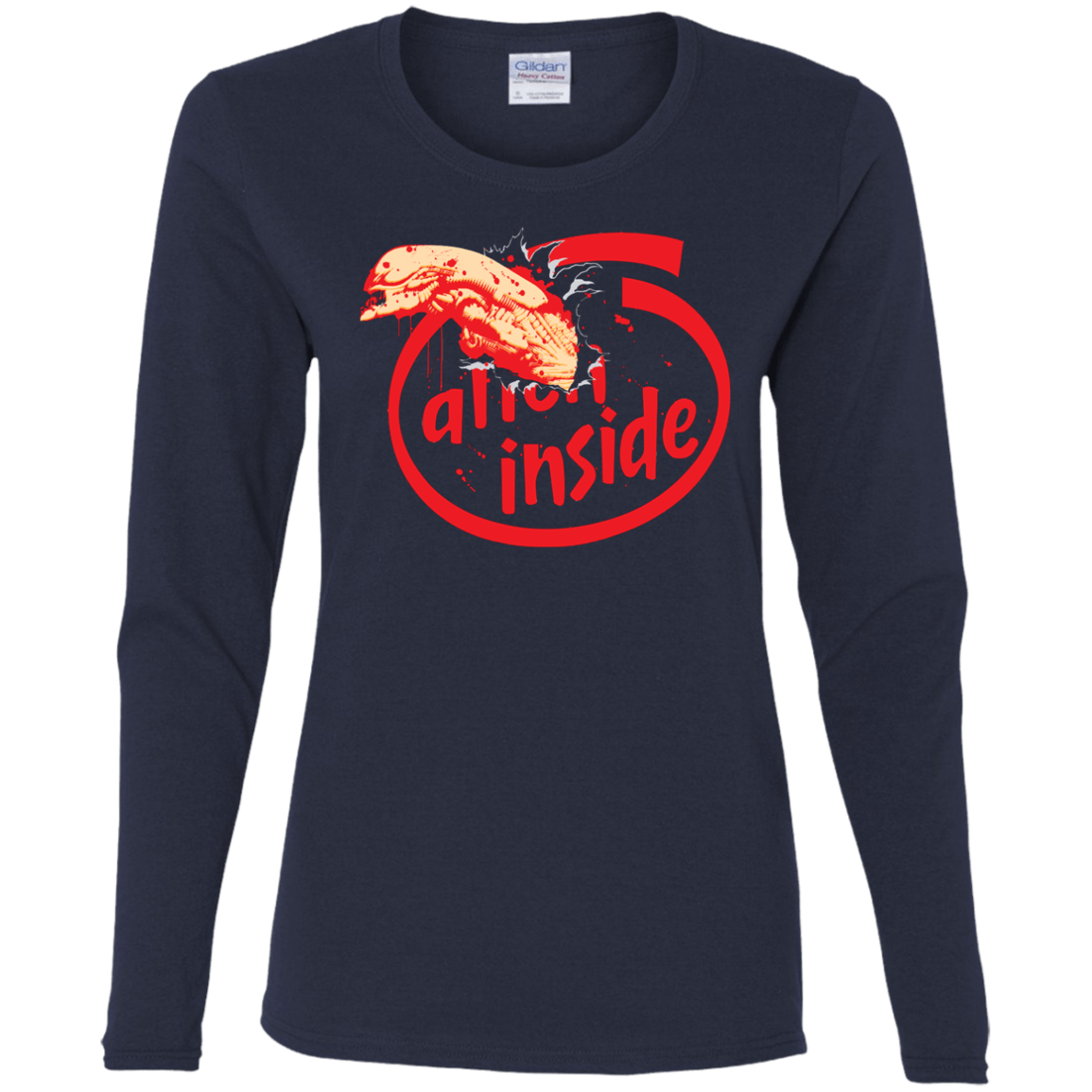 T-Shirts Navy / S Alien Inside Women's Long Sleeve T-Shirt