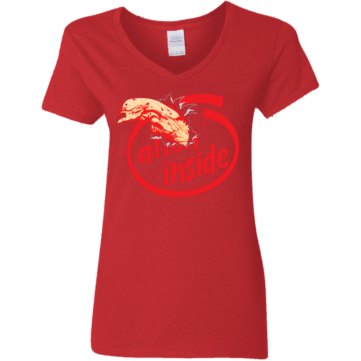 T-Shirts Red / S Alien Inside Women's V-Neck T-Shirt