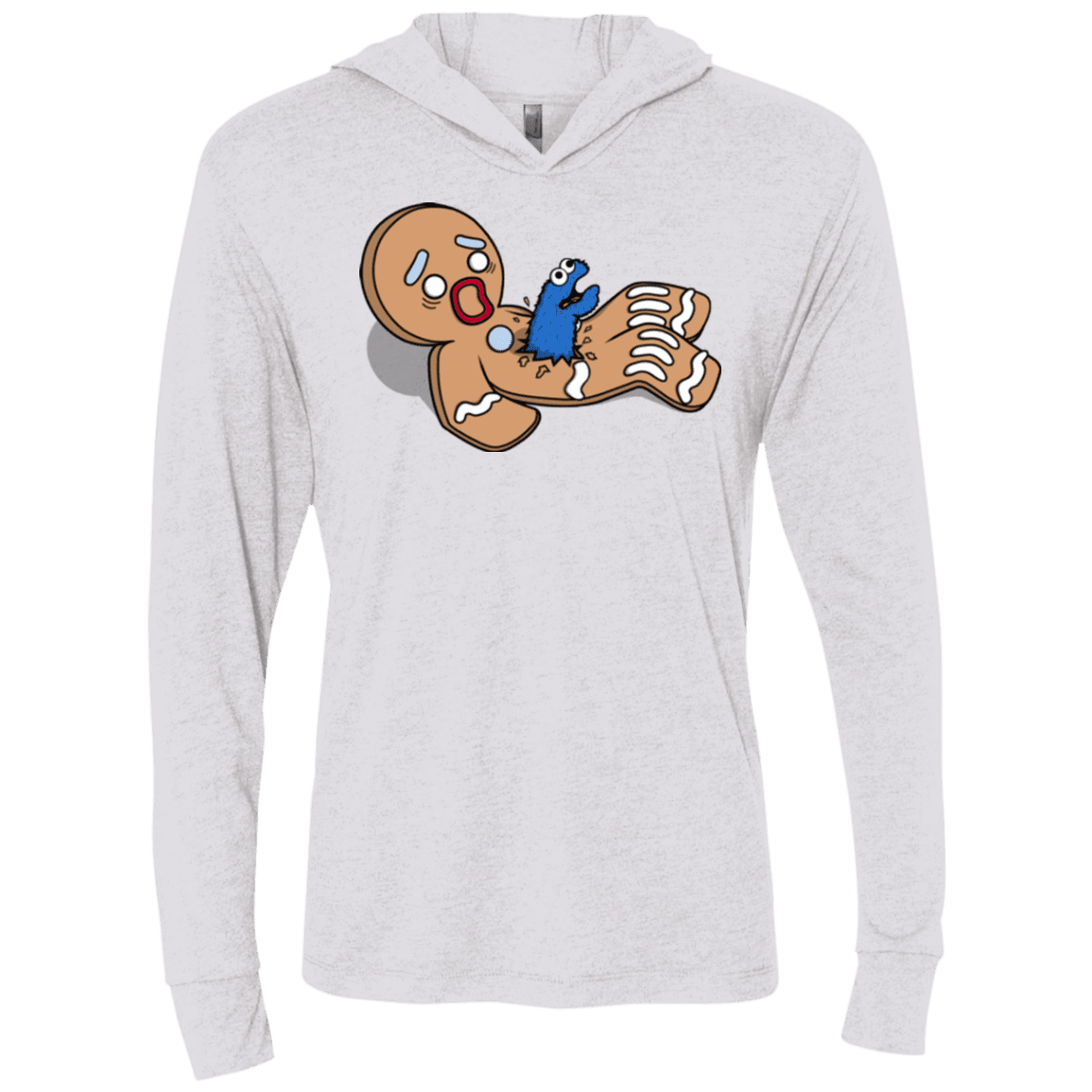 T-Shirts Heather White / X-Small Alien Nom Nom Triblend Long Sleeve Hoodie Tee