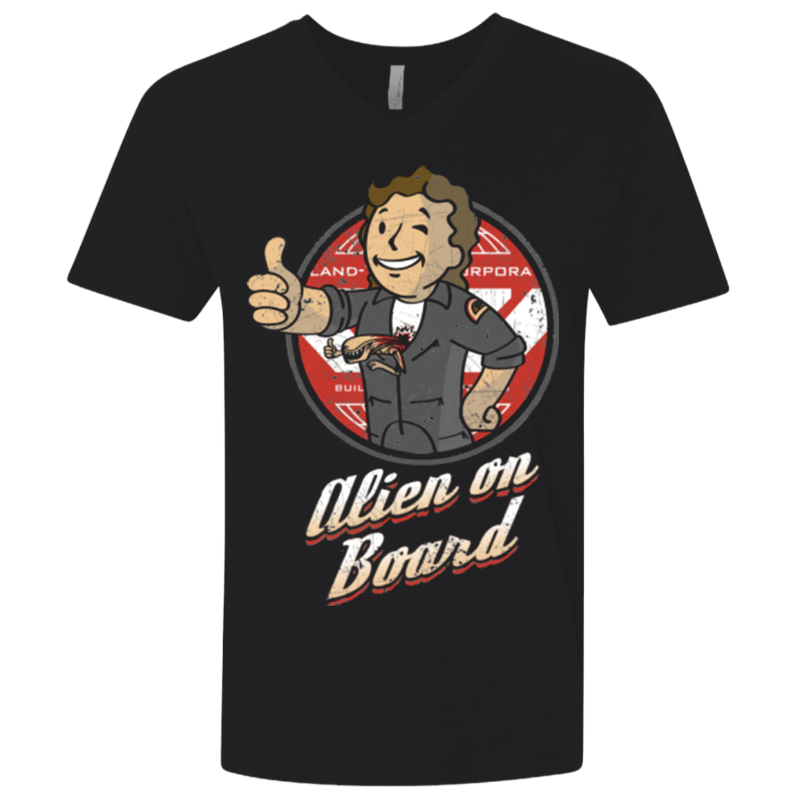 T-Shirts Black / X-Small Alien on Board Men's Premium V-Neck