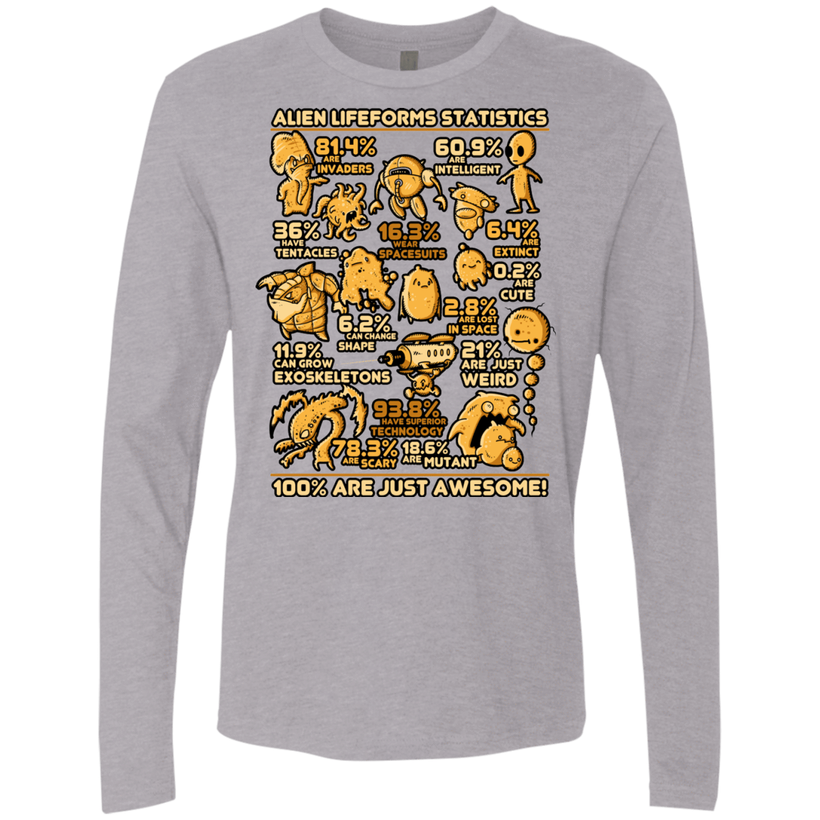 T-Shirts Heather Grey / Small Alien Statistics Men's Premium Long Sleeve