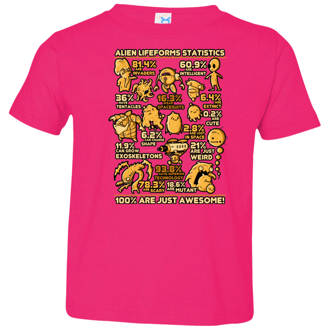 T-Shirts Hot Pink / 2T Alien Statistics Toddler Premium T-Shirt