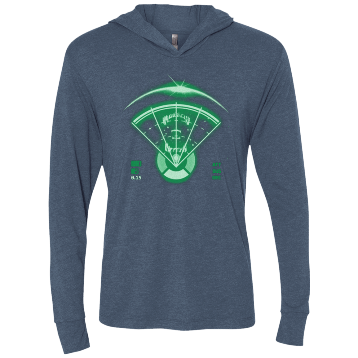 T-Shirts Indigo / X-Small Alien Tracking Triblend Long Sleeve Hoodie Tee