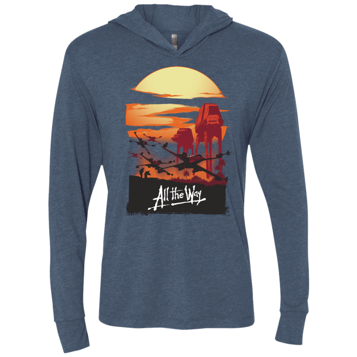 T-Shirts Indigo / X-Small All The Way Triblend Long Sleeve Hoodie Tee