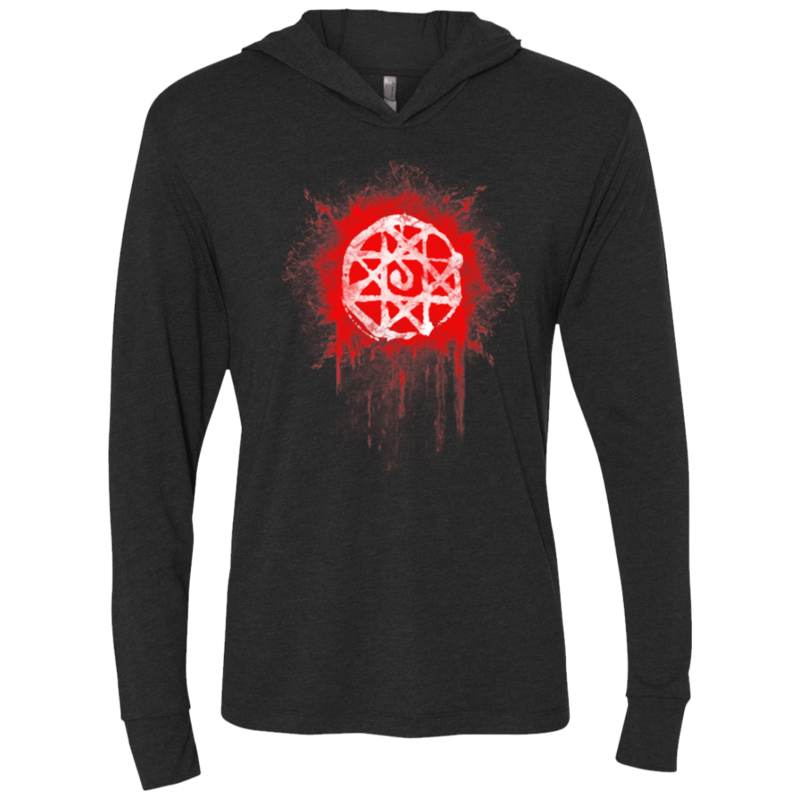 T-Shirts Vintage Black / X-Small Alphonse Elric Blood Seal Triblend Long Sleeve Hoodie Tee