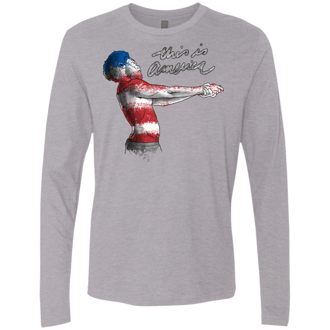 T-Shirts Heather Grey / S America Men's Premium Long Sleeve