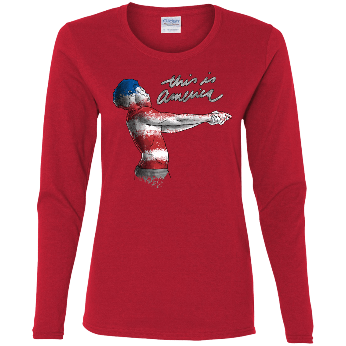 T-Shirts Red / S America Women's Long Sleeve T-Shirt