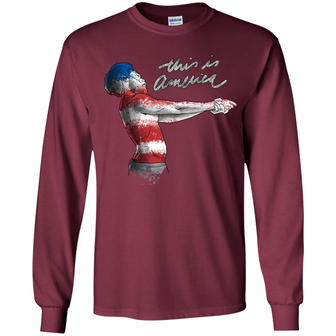T-Shirts Maroon / YS America Youth Long Sleeve T-Shirt