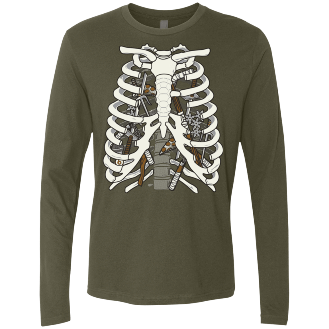 T-Shirts Military Green / Small Anatomy of a Ninja Turtle Men's Premium Long Sleeve