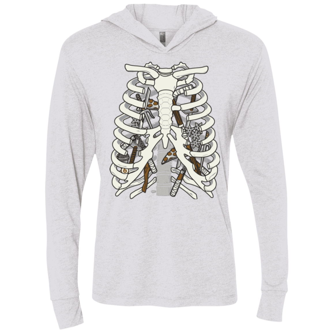 T-Shirts Heather White / X-Small Anatomy of a Ninja Turtle Triblend Long Sleeve Hoodie Tee