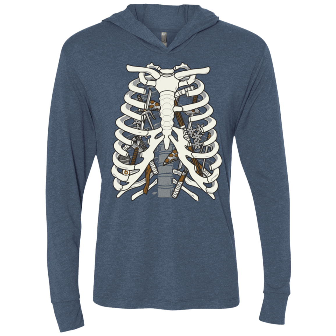 T-Shirts Indigo / X-Small Anatomy of a Ninja Turtle Triblend Long Sleeve Hoodie Tee