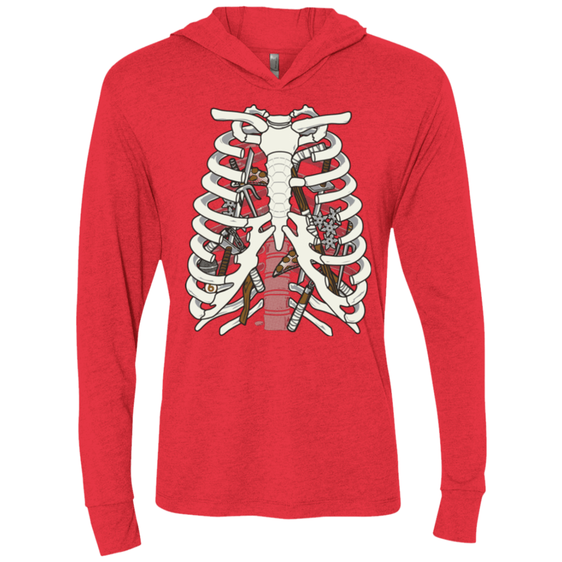 T-Shirts Vintage Red / X-Small Anatomy of a Ninja Turtle Triblend Long Sleeve Hoodie Tee