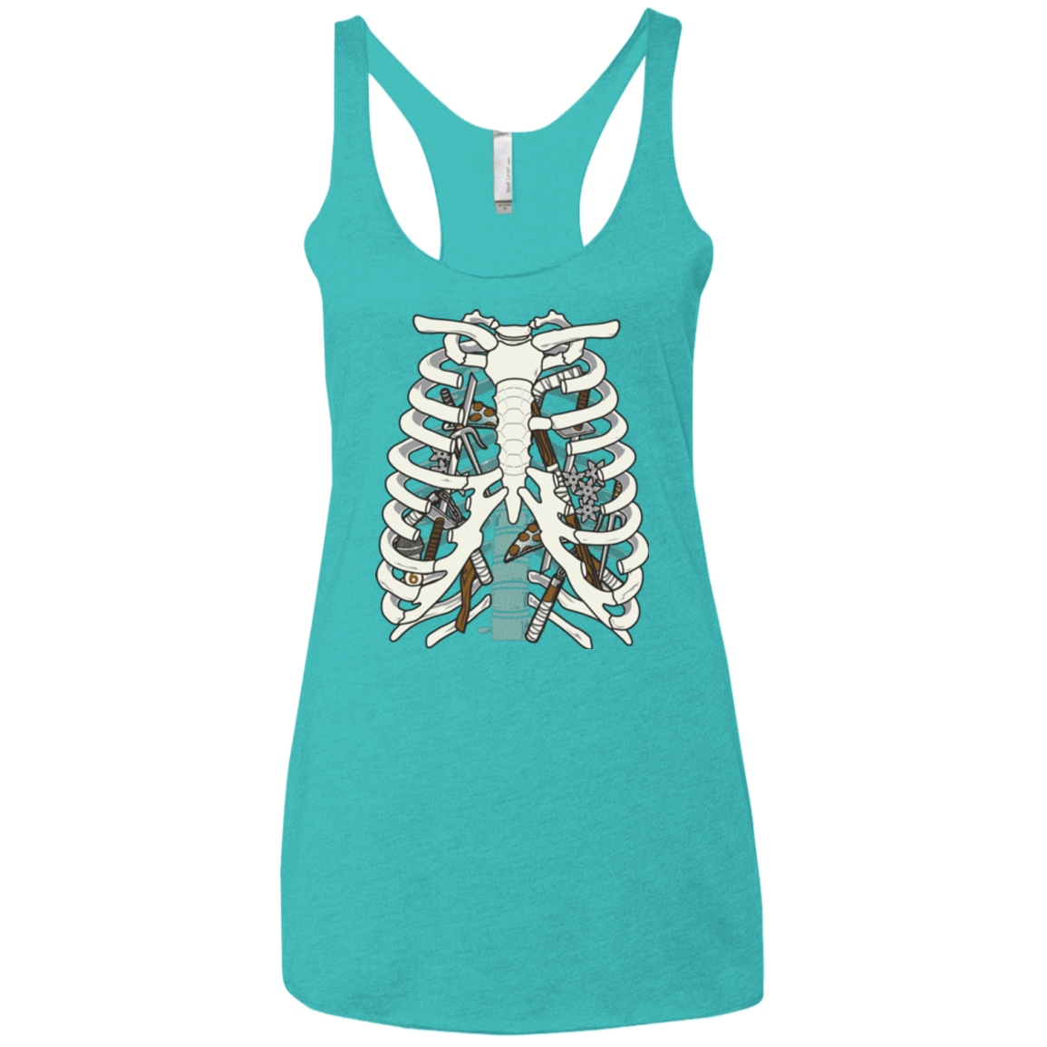 T-Shirts Tahiti Blue / X-Small Anatomy of a Ninja Turtle Women's Triblend Racerback Tank
