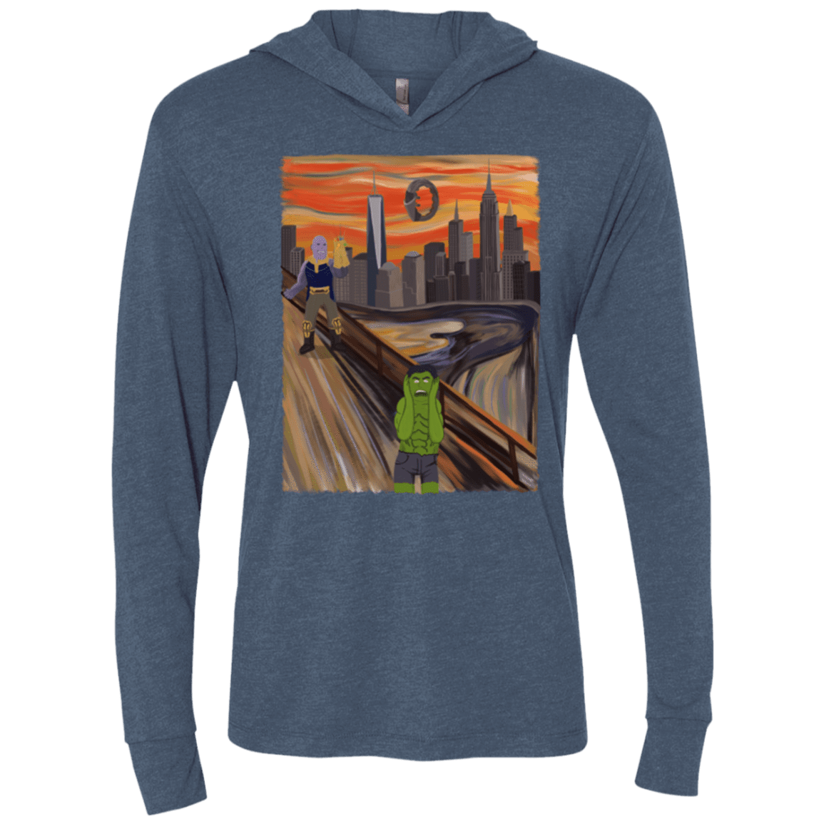 T-Shirts Indigo / X-Small Angry Scream Triblend Long Sleeve Hoodie Tee