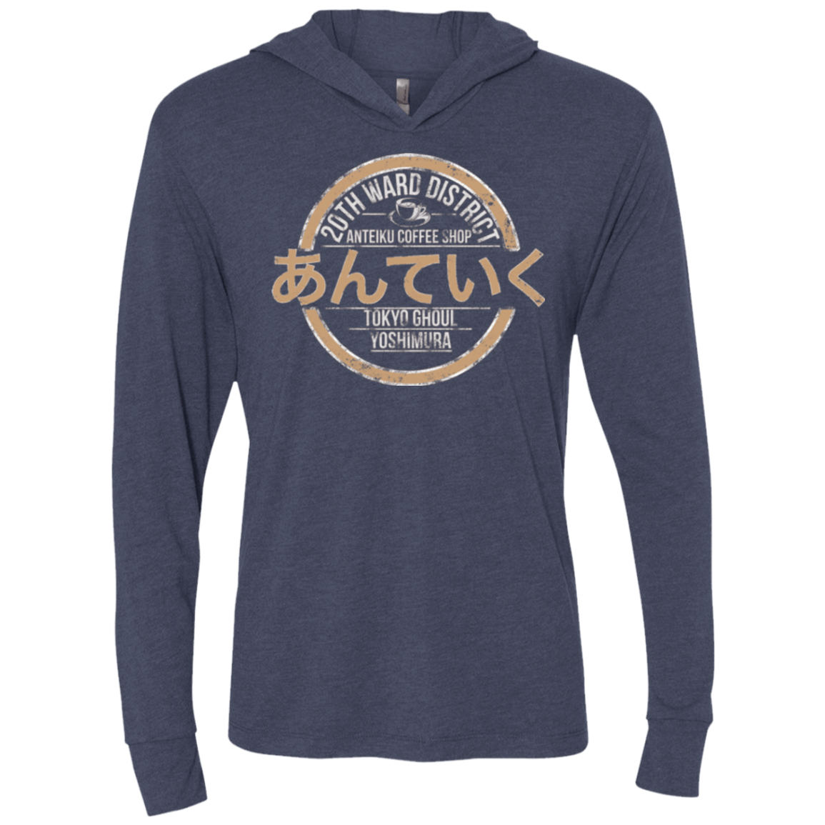 T-Shirts Vintage Navy / X-Small Anteiku coffee shop Triblend Long Sleeve Hoodie Tee