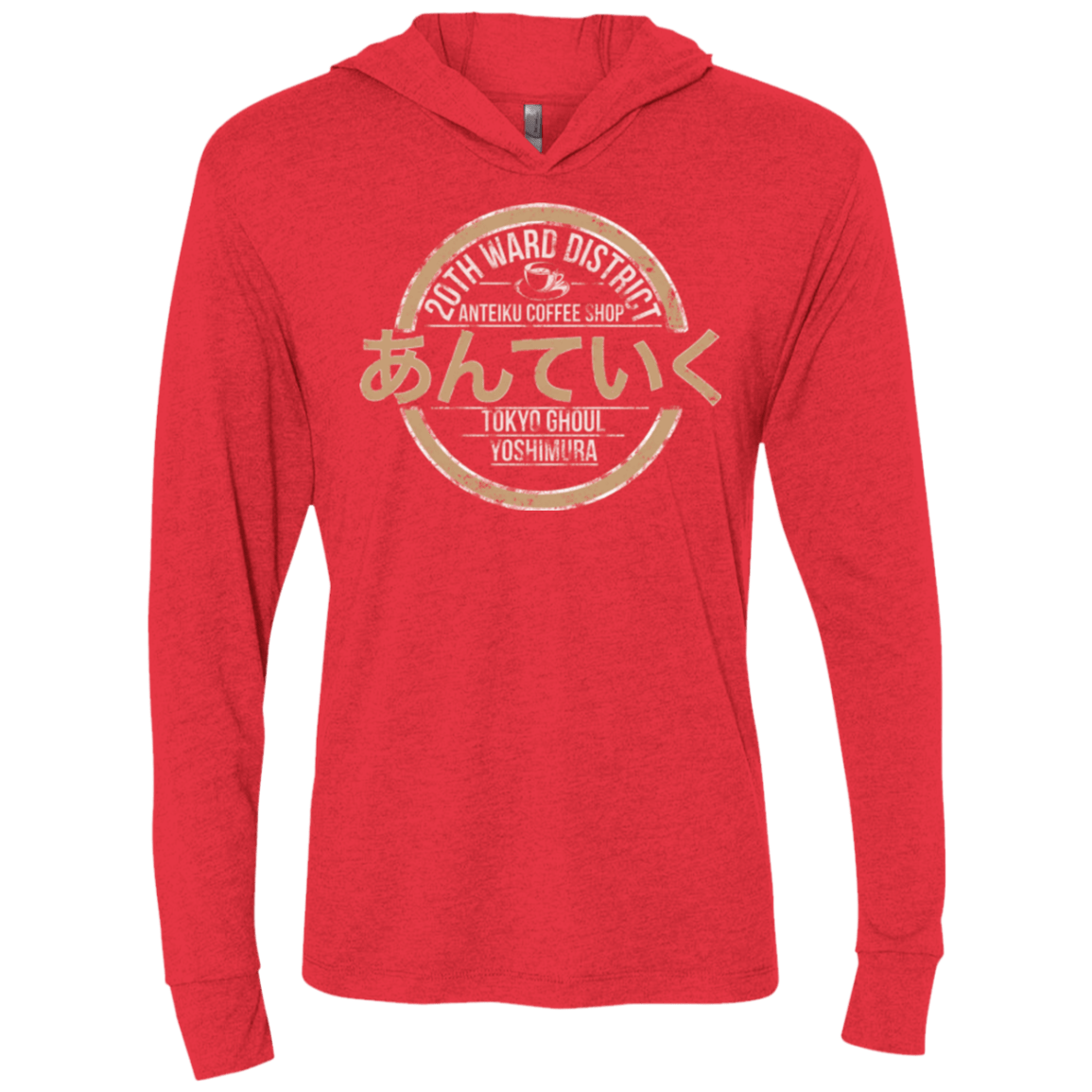 T-Shirts Vintage Red / X-Small Anteiku coffee shop Triblend Long Sleeve Hoodie Tee