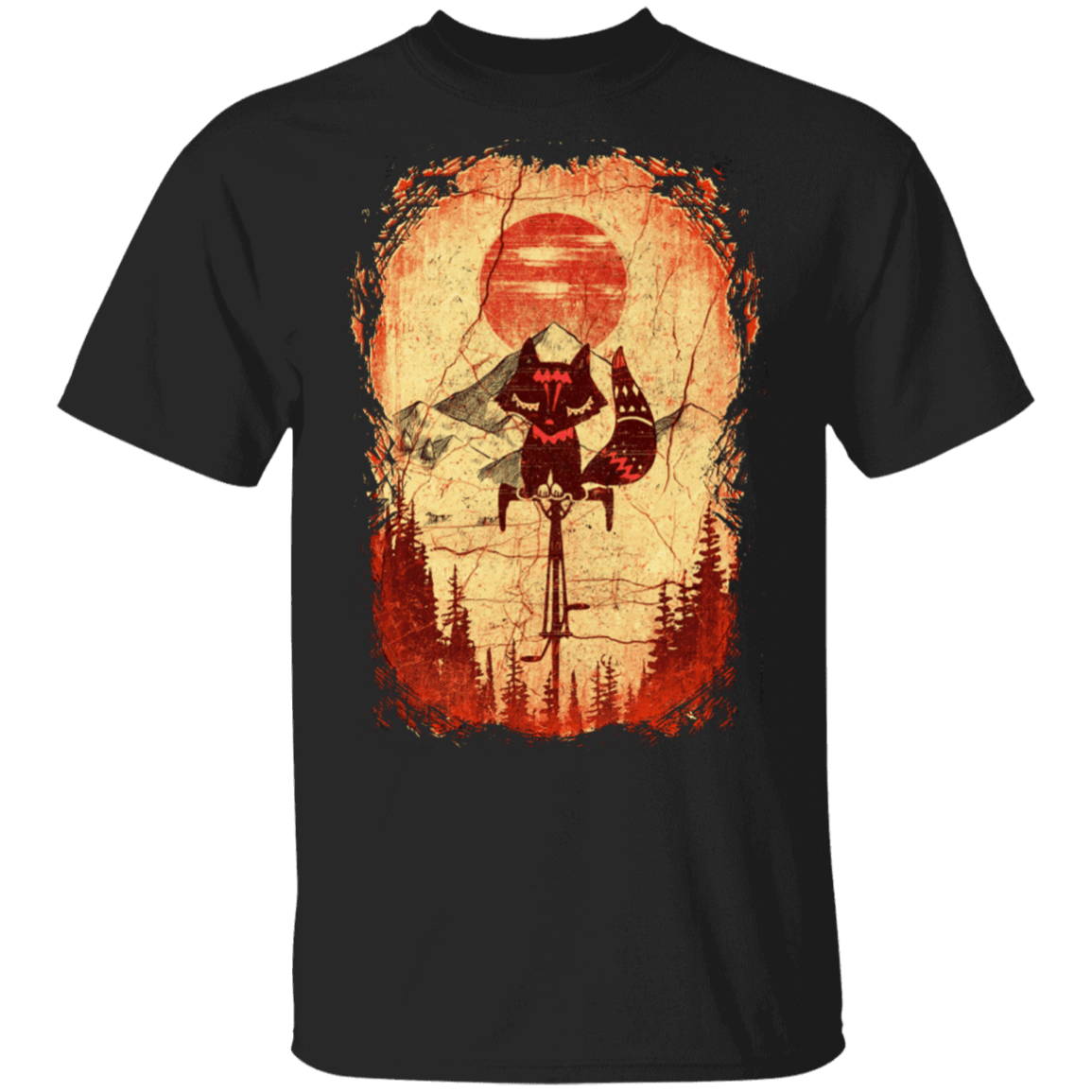 T-Shirts Black / S Antique Fox On A Bike T-Shirt