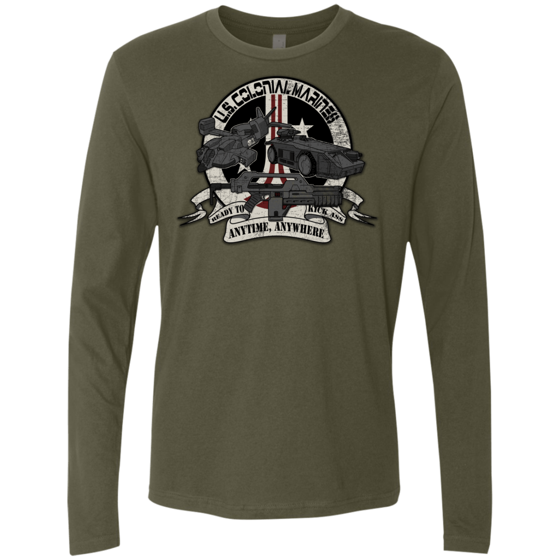 T-Shirts Military Green / Small Anytime Anywhere Men's Premium Long Sleeve