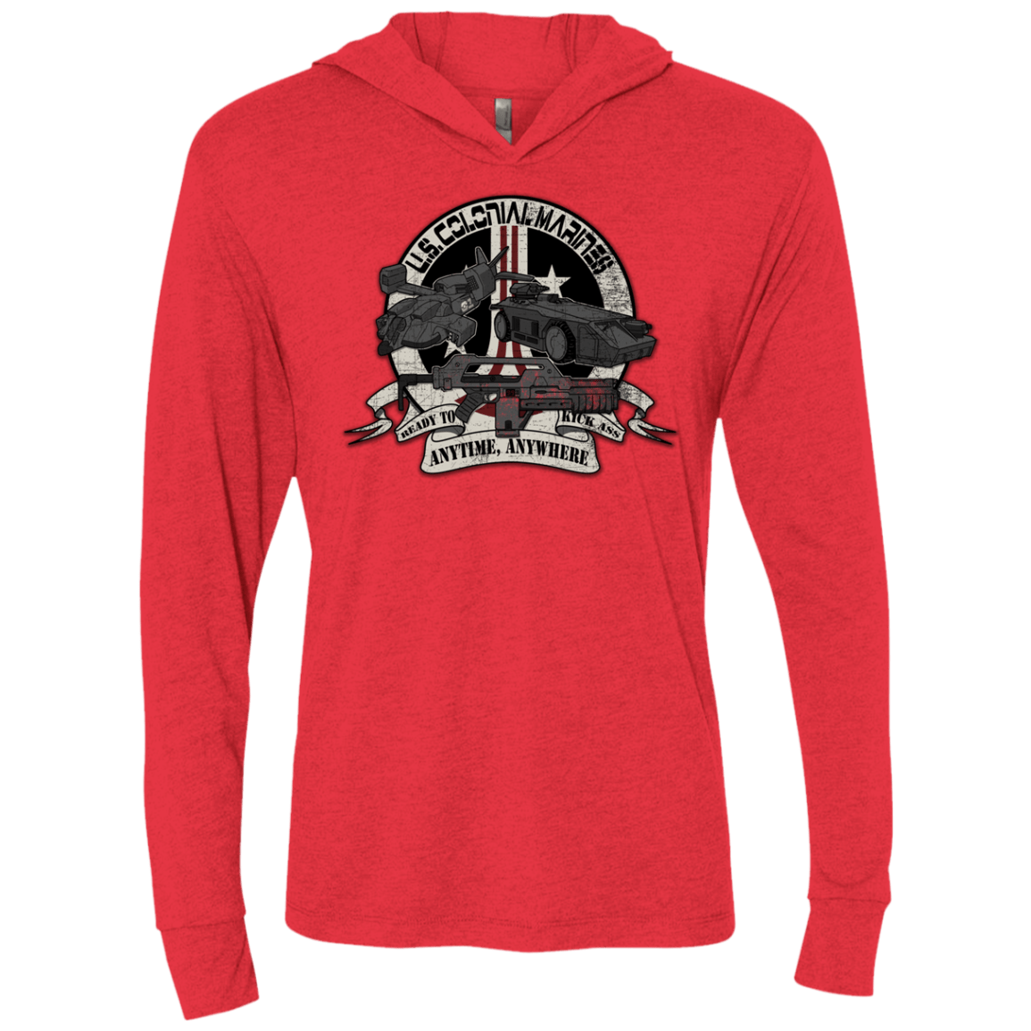 T-Shirts Vintage Red / X-Small Anytime Anywhere Triblend Long Sleeve Hoodie Tee