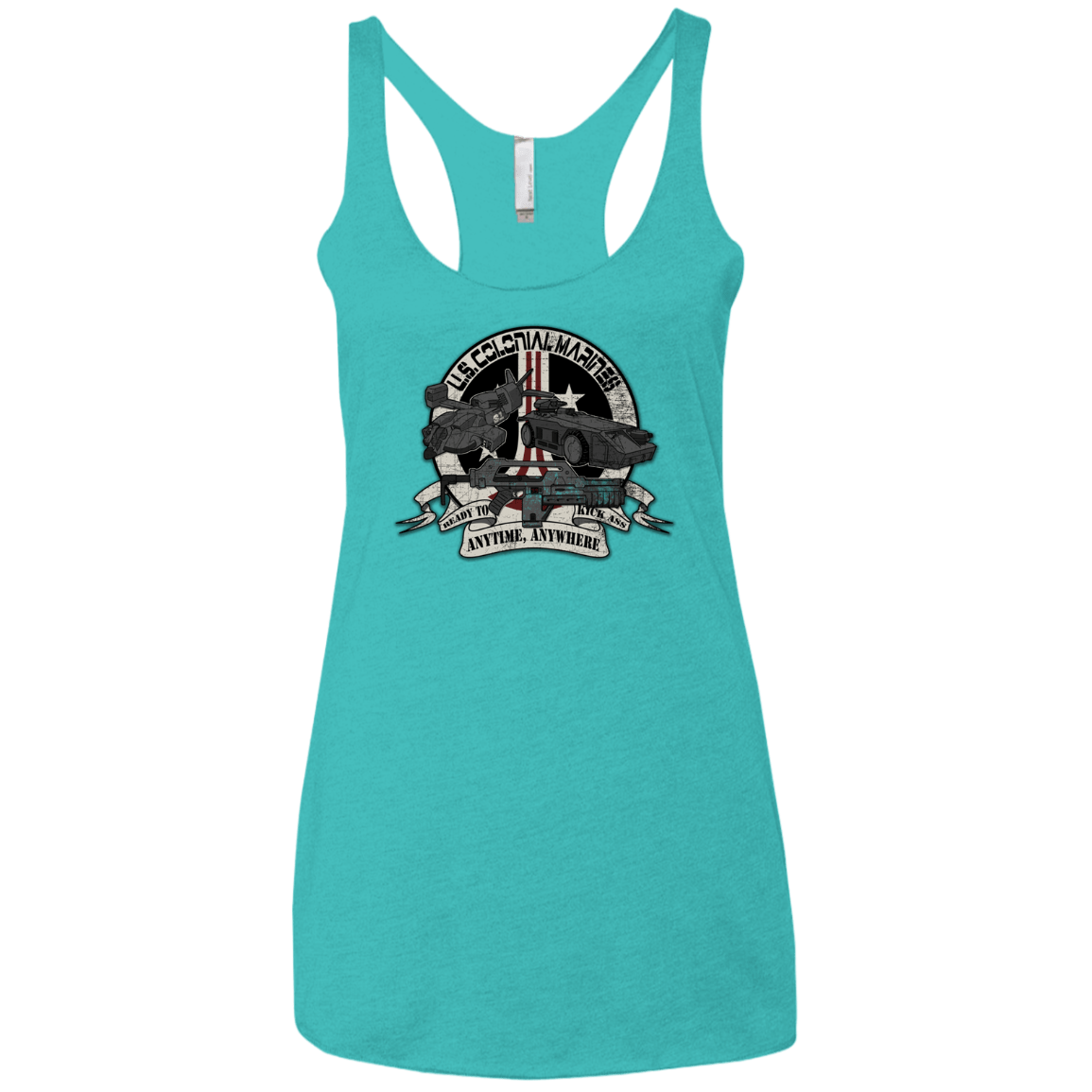 T-Shirts Tahiti Blue / X-Small Anytime Anywhere Women's Triblend Racerback Tank