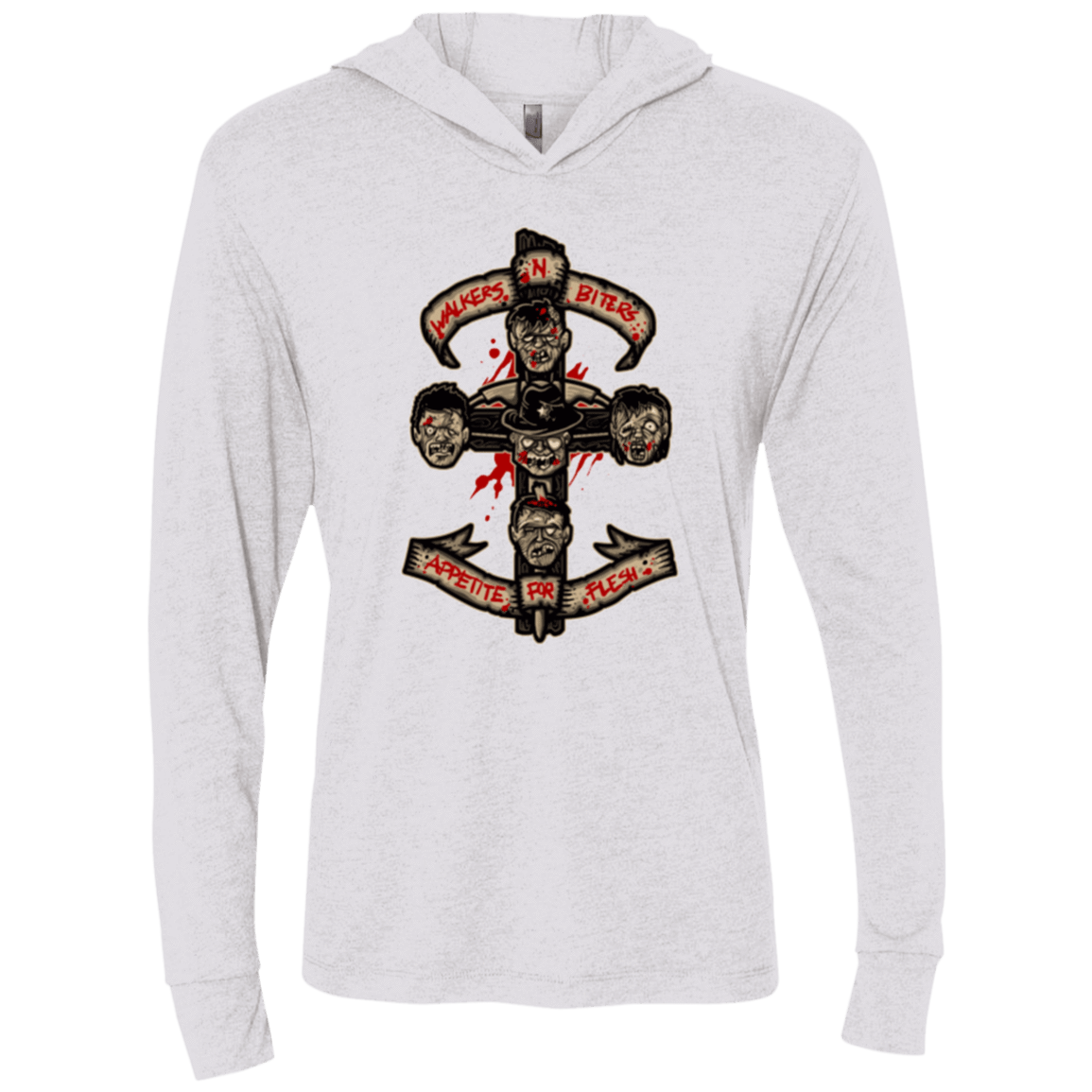 T-Shirts Heather White / X-Small APPETITE FOR FLESH Triblend Long Sleeve Hoodie Tee