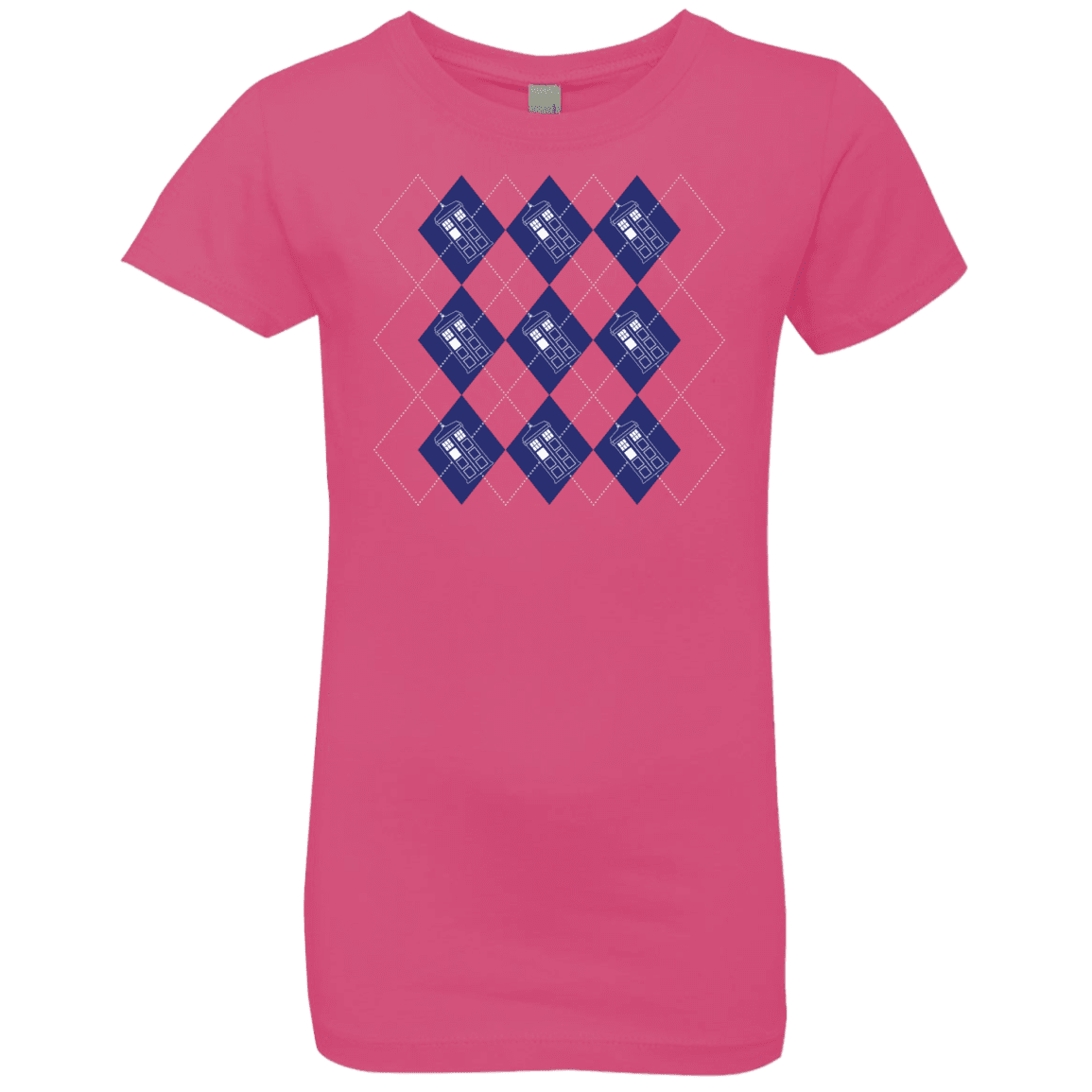 T-Shirts Hot Pink / YXS Argyle Tardis Girls Premium T-Shirt